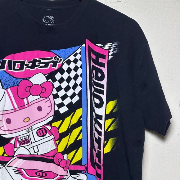 Hello Kitty Graphic T Shirt Women L Black Tokyo Japanese Kawaii Race Car Pink - Picture 4 of 11